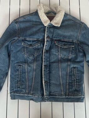 Levi's Blue Denim Sherpa-Lined Pea Coat